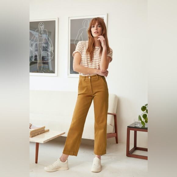 Everlane Straight Leg Crop Golden Brown Cropped Trousers Pants womens 2 short - Picture 2 of 15